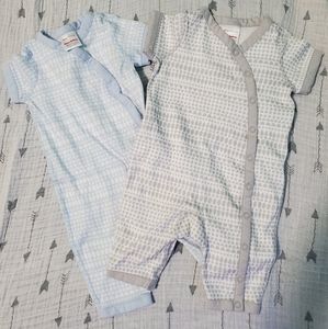 Hanna Andersson baby boy 0-3 set of 2 playsuits
